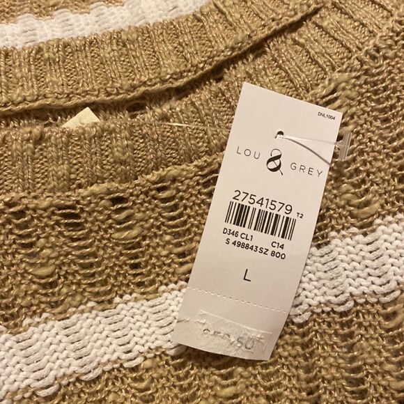 Nwt lou & grey tan and white sleeveless tunic sweater L - Picture 6 of 8